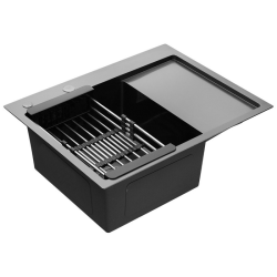 Кухонна мийка Kroner KRP Schwarze - 6350LHM PVD (3,0/1,0 мм) CV031322