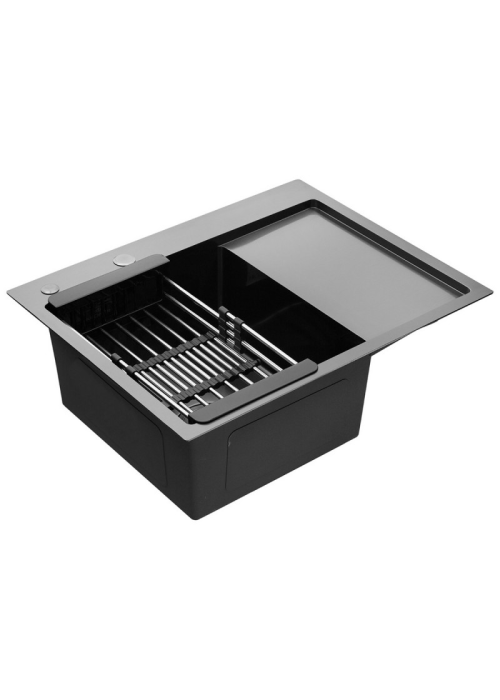 Кухонна мийка Kroner KRP Schwarze - 6350LHM PVD (3,0/1,0 мм) CV031322