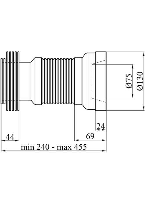  Гофра для унітазу KRP-GA110 D110 мм 240-455 мм армована  CV032079