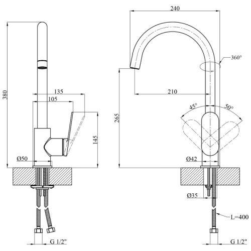 Змішувач для кухні Kroner Element Хром 211512B-0101 CV035980