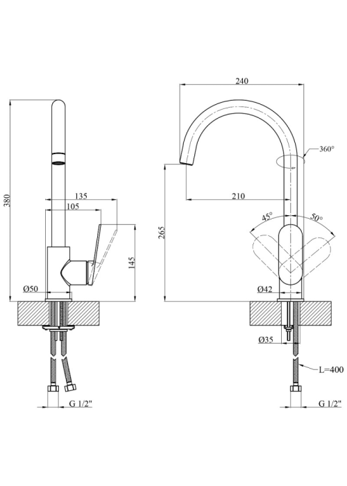 Змішувач для кухні Kroner Element Хром 211512B-0101 CV035980