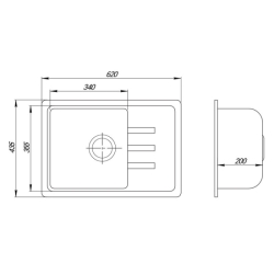 Кухонная мойка Lidz 620x435/200 BLA-03 (LIDZBLA03620435200)