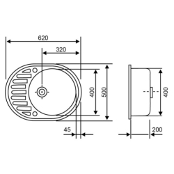 Кухонная мойка Lidz 620x500/200 BLA-03 (LIDZBLA03615500200)