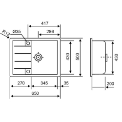 Кухонная мойка Lidz 650x500/200 BLA-03 (LIDZBLA03650500200)