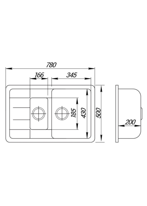 Кухонная мойка Lidz 780x495/200 BLA-03 (LIDZBLA03780495200)