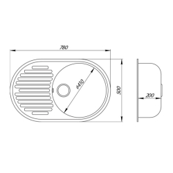 Кухонная мойка Lidz 780x500/200 BLA-03 (LIDZBLA03780500200)