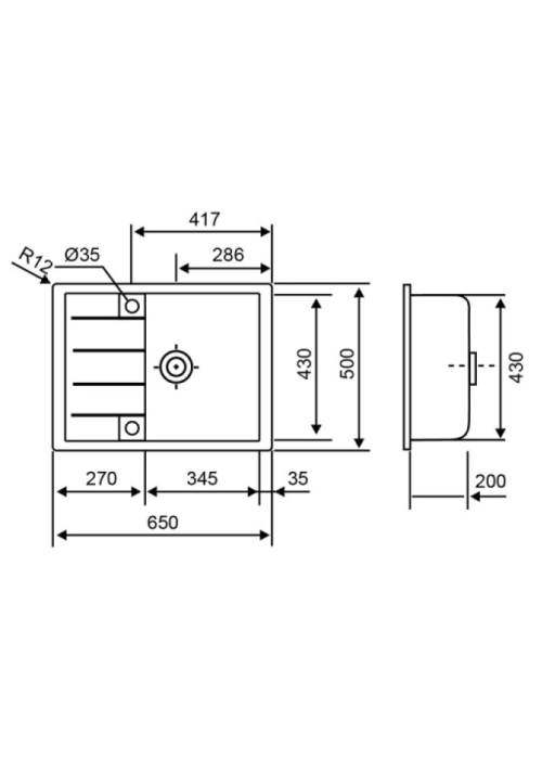 Кухонная мойка Lidz 650x500/200 COL-06 (LIDZCOL06650500200)