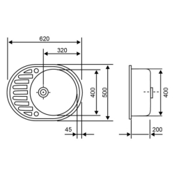 Кухонная мойка Lidz 620x500/200 GRA-09 (LIDZGRA09615500200)