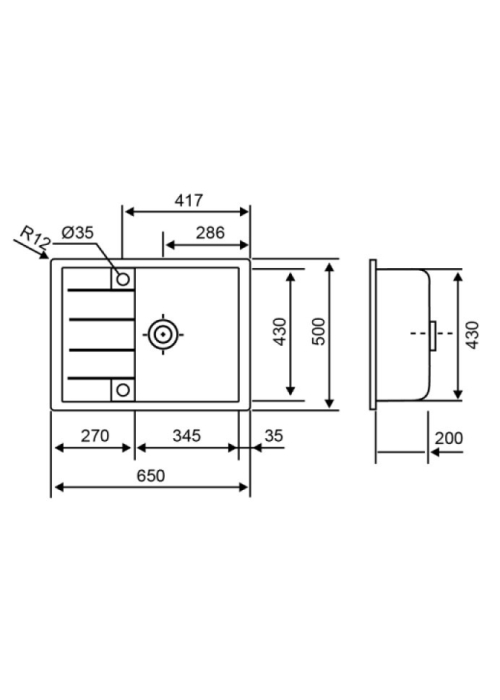 Кухонная мойка Lidz 650x500/200 MAR-07 (LIDZMAR07650500200)