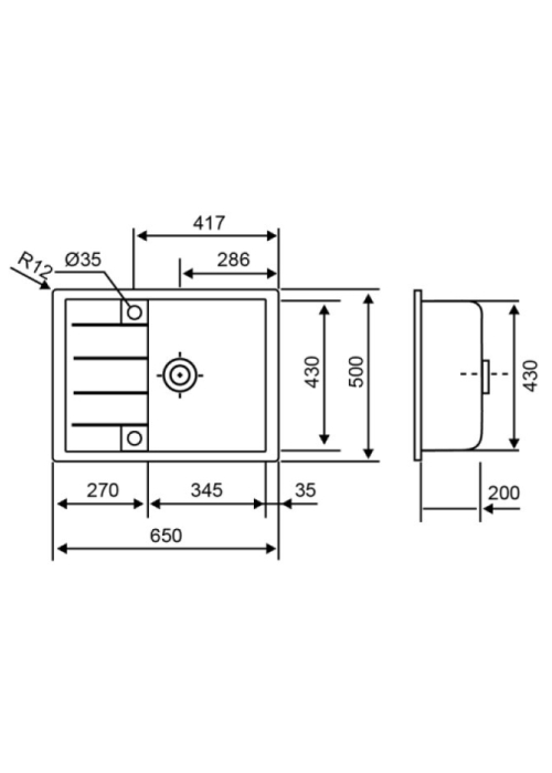 Кухонная мойка Lidz 650x500/200 STO-10 (LIDZSTO10650500200)