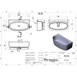 Пристенная Ванна Miraggio ANNA MIRASOFT 0001640