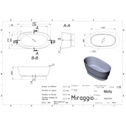 Ванна Miraggio Molly 160х80 Глянцева 0002111