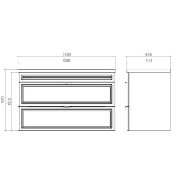 Тумба подвесная Mirater Естель 100 см з умивальником "Родео", С00008342 (Белая)