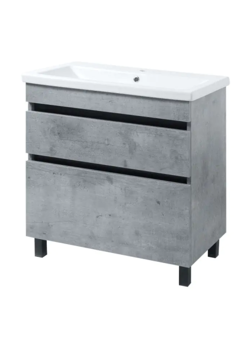 Тумба ПІК Мінімал з умивальником КОМО 80 см, T-308019- Mgr + UM-8019 (Grey)