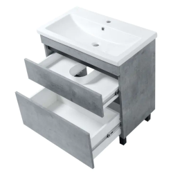 Тумба ПІК Мінімал з умивальником КОМО 80 см, T-308019- Mgr + UM-8019 (Grey)