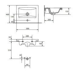 Тумба ПІК Мінімал з умивальником КОМО  50 см, T 305019 Mw + UM-5019 (Wood)