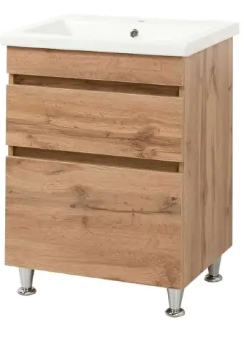 Тумба ПІК Мінімал з умивальником КОМО 60 см, T 306019-Mw + UM-6019 (Wood)