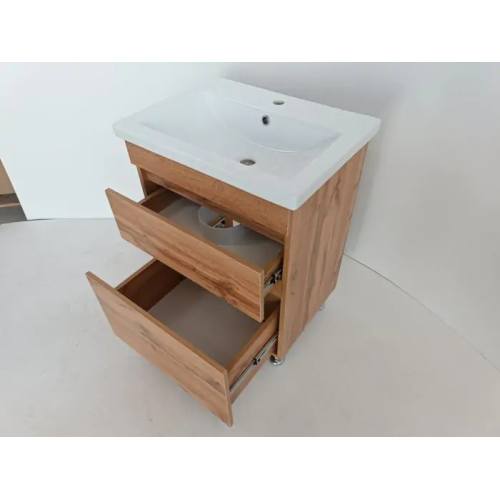 Тумба ПІК Мінімал з умивальником КОМО 60 см, T 306019-Mw + UM-6019 (Wood)