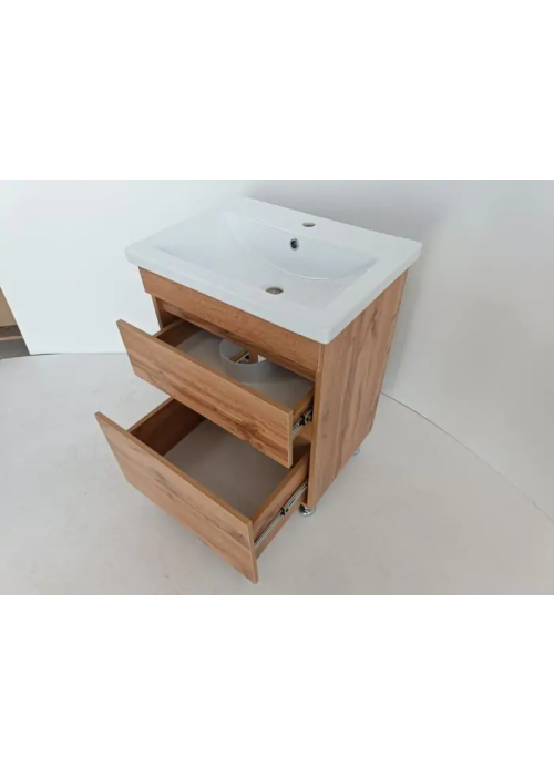Тумба ПІК Мінімал з умивальником КОМО 60 см, T 306019-Mw + UM-6019 (Wood)