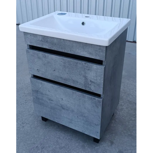 Тумба ПІК Мінімал з умивальником КОМО 80 см, T-308019- Mgr + UM-8019 (Grey)