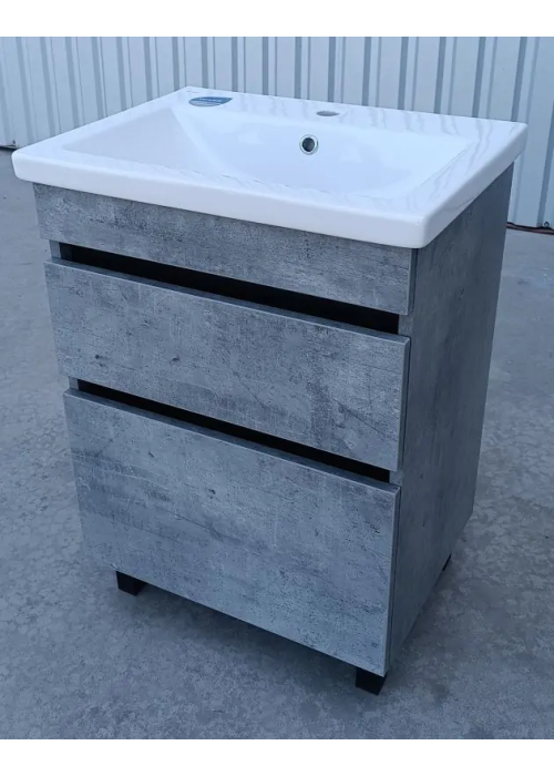 Тумба ПІК Мінімал з умивальником КОМО 80 см, T-308019- Mgr + UM-8019 (Grey)