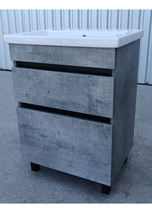 Тумба ПІК Мінімал з умивальником КОМО 80 см, T-308019- Mgr + UM-8019 (Grey)