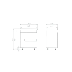 Тумба ПІК Мінімал з умивальником КОМО 80 см, T-308019- Mw + UM-8019 (Wood)