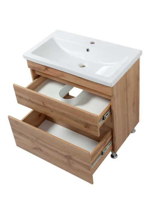 Тумба ПІК Мінімал з умивальником КОМО 70 см, T 307019 Mw + UM-7019 (Wood)