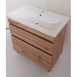 Тумба ПІК Мінімал з умивальником КОМО 80 см, T-308019- Mw + UM-8019 (Wood)