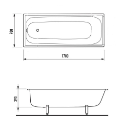 Ванна стальная прямокутна PRO STEEL 170х70x39 47353 без ніг