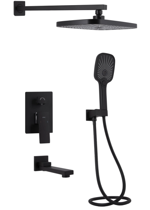 Душевой комплект Qtap Gemini, Matt Black QTGEM114BLM45703