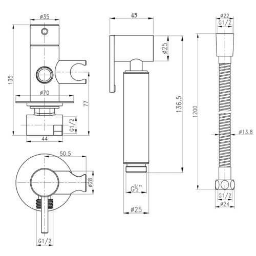 Набір для гігієнічного душу Qtap Inspai-Varius V00440001