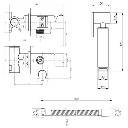 Набір для гігієнічного душу Qtap Inspai-Varius V00440201