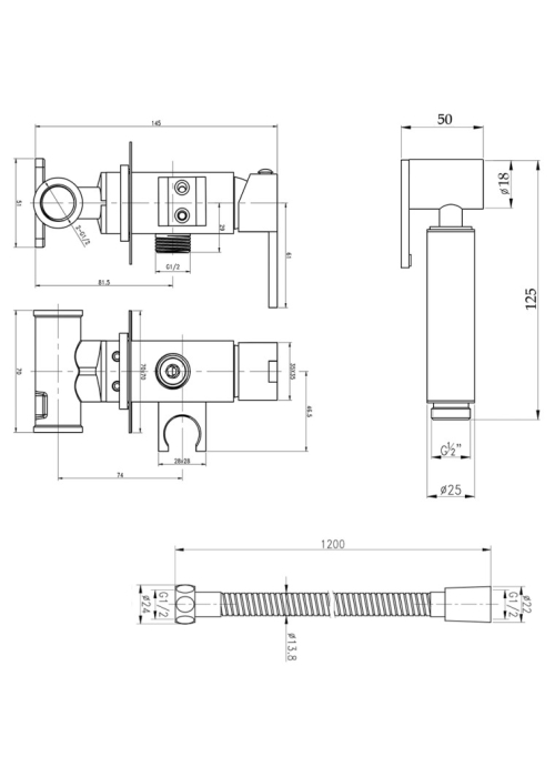 Набір для гігієнічного душу Qtap Inspai-Varius V00440201