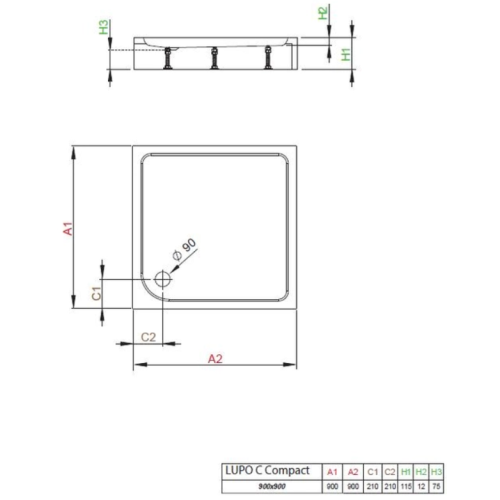 Душова кабіна Radaway Alienta Chrome C 800х800х1900 прозоре + піддон Lupo + сифон R500 10238080-01-01KL500