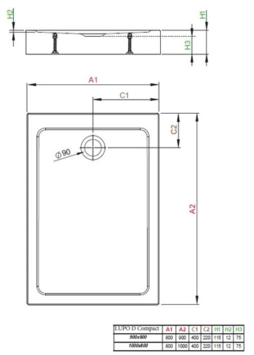 Душевая кабина Radaway Alienta Chrome D 800х900х1900 прозрачная + поддон Lupo + сифон R500 10258090-01-01KL500