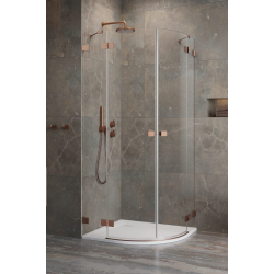 Душевая кабина полукруглая Radaway Essenza Pro Brushed Copper PDD Transparent 90x90x200, медь, безопасное стекло, 10095090-93-01L+10095090-93-01R