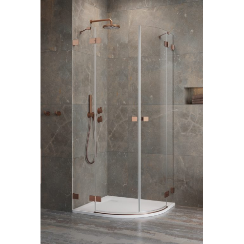 Душова кабіна напівкругла Radaway Essenza Pro Brushed Copper PDD Transparent 90x90x200, мідь, безпечне скло, 10095090-93-01L+10095090-93-01R