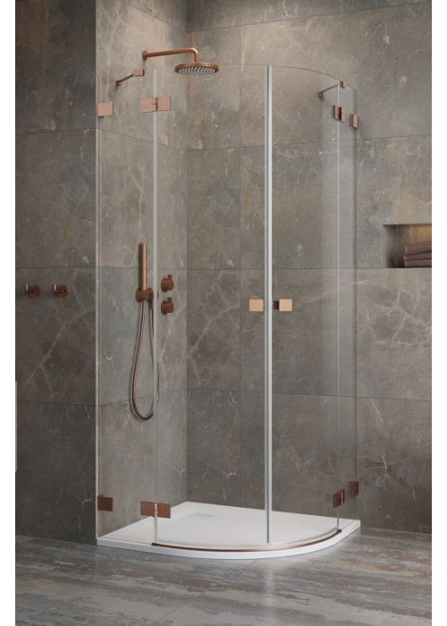 Душова кабіна напівкругла Radaway Essenza Pro Brushed Copper PDD Transparent 90x90x200, мідь, безпечне скло, 10095090-93-01L+10095090-93-01R