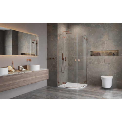 Душова кабіна напівкругла Radaway Essenza Pro Brushed Copper PDD Transparent 90x90x200, мідь, безпечне скло, 10095090-93-01L+10095090-93-01R