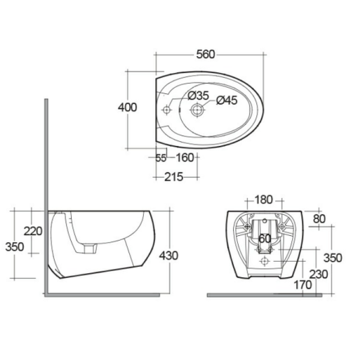 Біде підвісне RAK Ceramics Cloud CLOBD2101AWHA