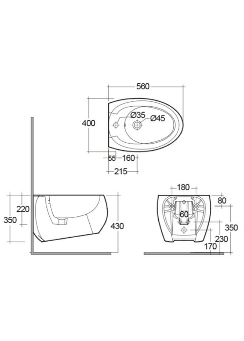 Біде підвісне RAK Ceramics Cloud CLOBD2101AWHA