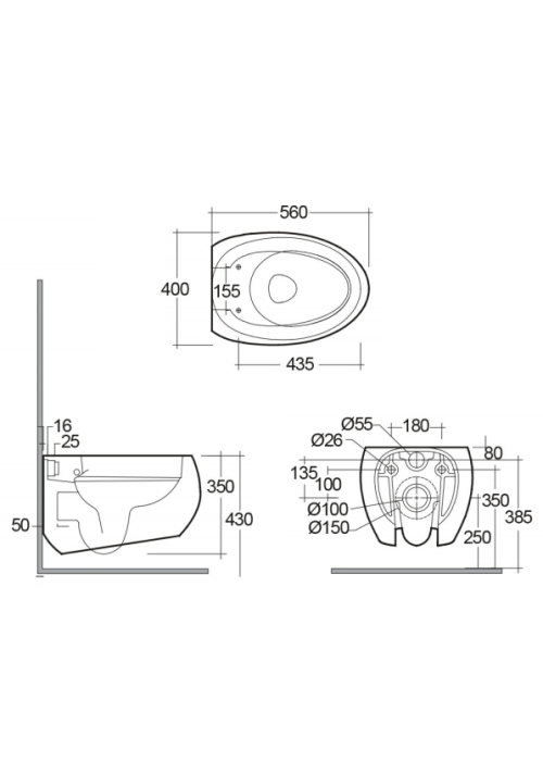 Унитаз подвесной RAK Ceramics Cloud CLOWC1446AWHA безободковый