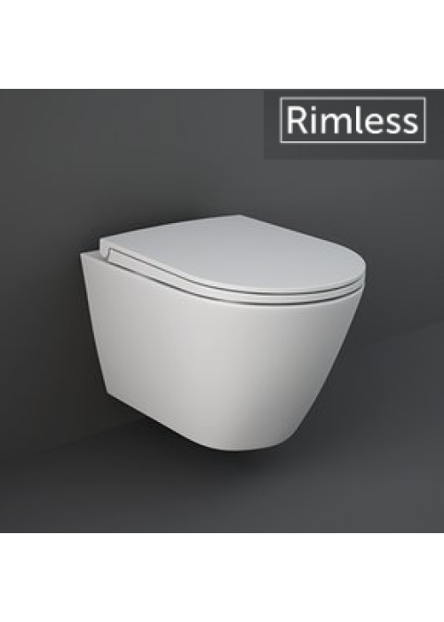 Унітаз підвісний RAK Ceramics Feeling RST23500A+RSTSC3901500 з кришкою Duroplast, SLIM, Soft Close, Quick Release, безобідковий, білий матовий