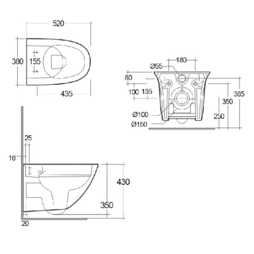 Унітаз підвісний RAK Ceramics Sensation SENWC1446AWHA безободковий