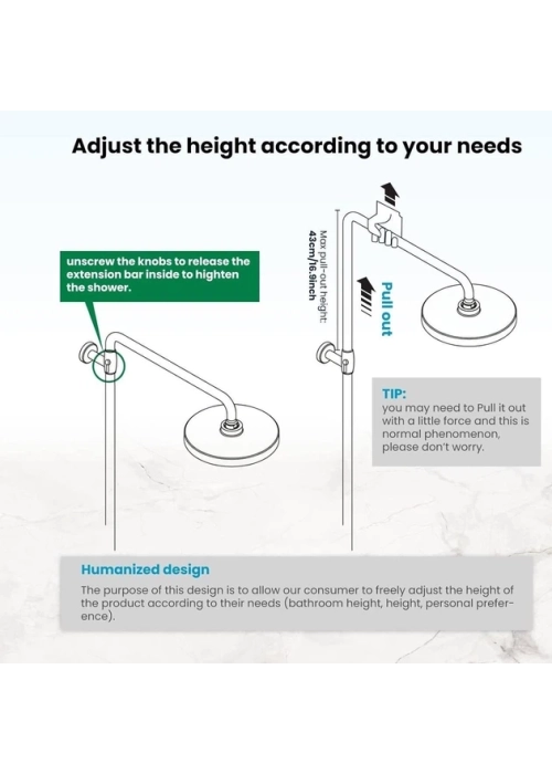 Душова система Rizo RC62N зі змішувачем і тропічним душем та ручною лійкою