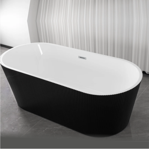 Акрилова Окремостояча ванна  Rosa 170x75x58 Чорна матова MS-03-B