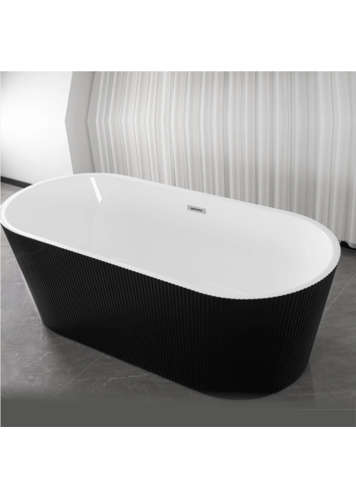 Акрилова Окремостояча ванна  Rosa 170x75x58 Чорна матова MS-03-B