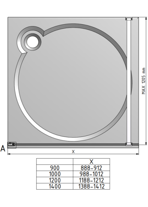 Душова перегородка Roth ECWALK 900/2050 BK/ČS, 585-9000000-05-02