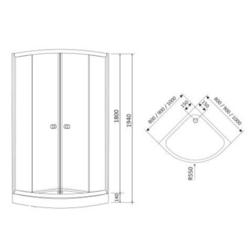 Душова кабіна Rozzy Jenori Tulip 90x90 с поддоном 90ВRZ081Linia